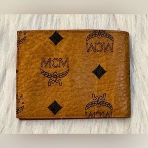 MCM Tan Leather Wallet with Iconic Logo